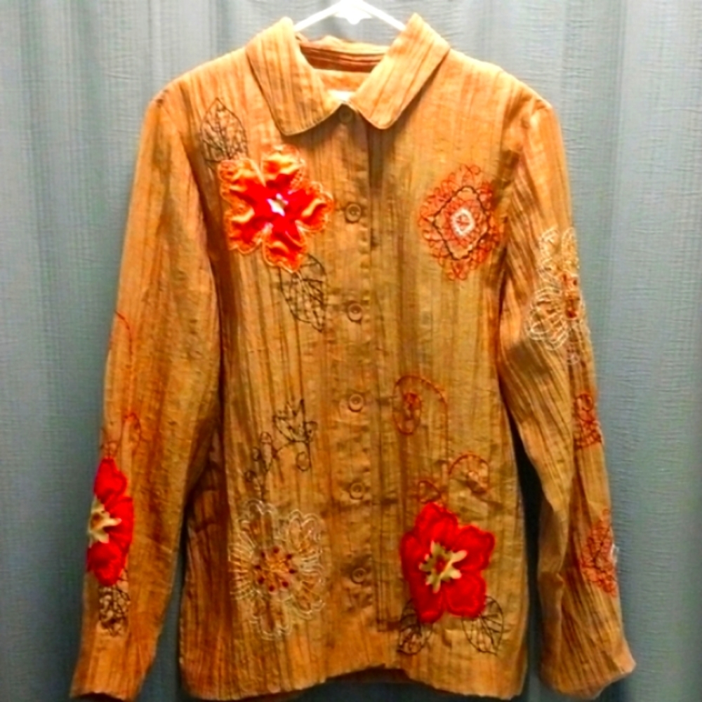 Fall Embroidered Button Down Shirt